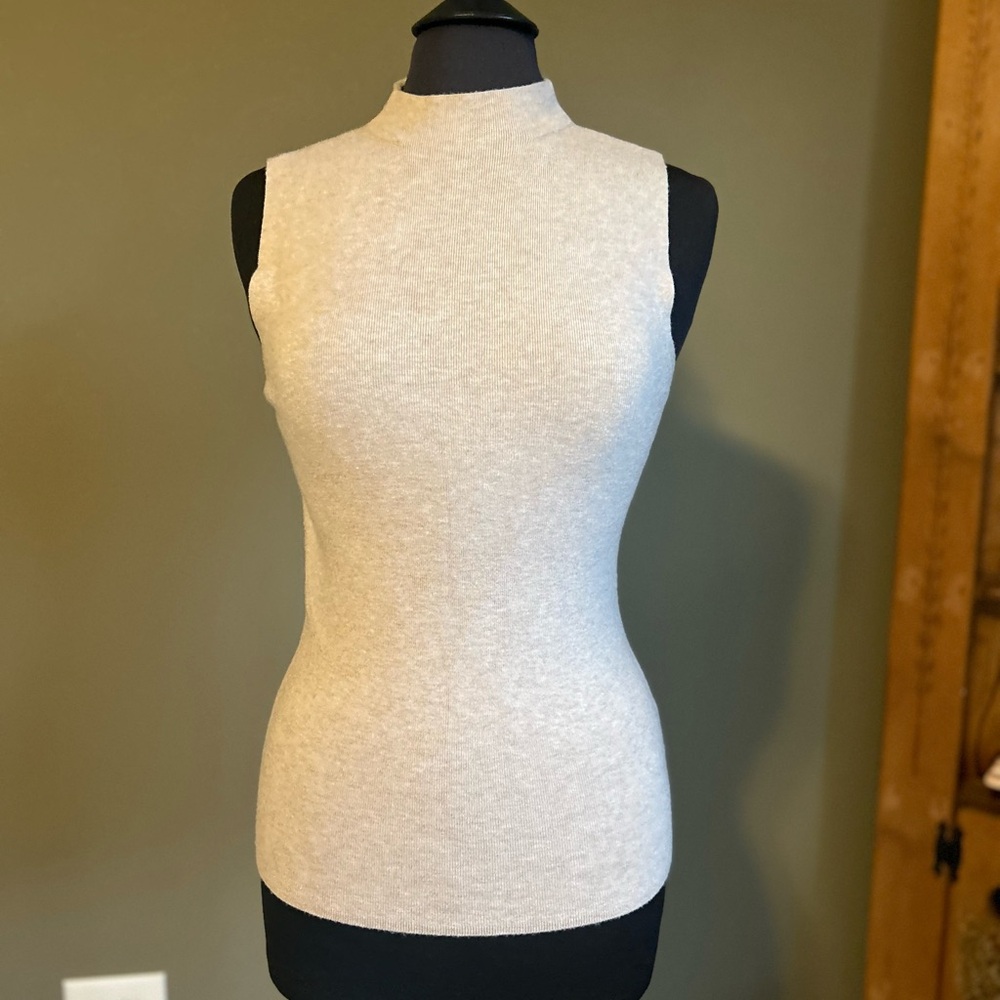 Express Cream Fitted Sleeveless Top